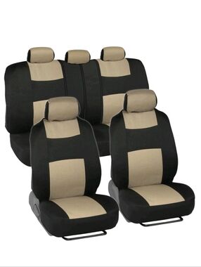 Car Seat Covers for Nissan Altima 2 Tone Beige & Black w/Split Bench